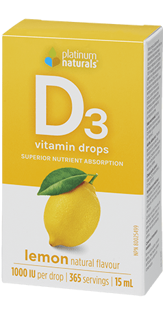 Expires October 2024 Clearance Platinum Naturals Vitamin D3 Drops 1000IU 15mL - Lemon
