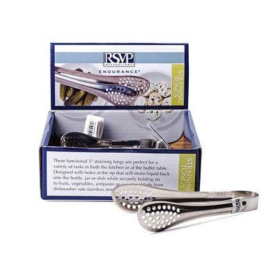 RSVP International Straining Tongs - Small - 12Pc CDU - YesWellness.com