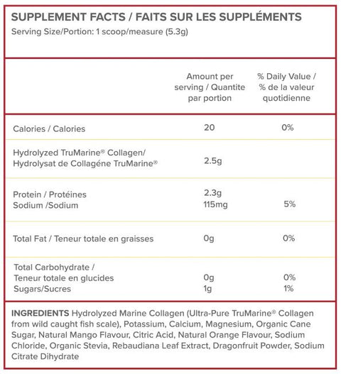 withinUs ReHydrate TruMarine Collagen Dragon Fruit Mango-Mandarin 159g - YesWellness.com