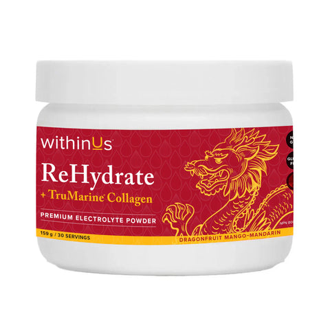 withinUs ReHydrate TruMarine Collagen Dragon Fruit Mango-Mandarin 159g